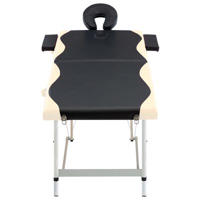 vidaXL Camilla de masaje plegable 2 zonas aluminio negro y beige