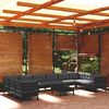 vidaXL Muebles de jard&iacute;n 11 pzas con cojines negro madera de pino