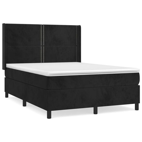vidaXL Cama box spring con colch&oacute;n terciopelo negro 140x200 cm