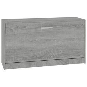 vidaXL Banco zapatero madera contrachapada gris Sonoma 80x24x45 cm