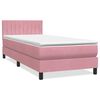 vidaXL Cama box spring con colch&oacute;n y LED terciopelo rosa 90x210 cm