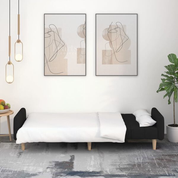 vidaXL Sof&aacute; cama de 2 plazas tela negro