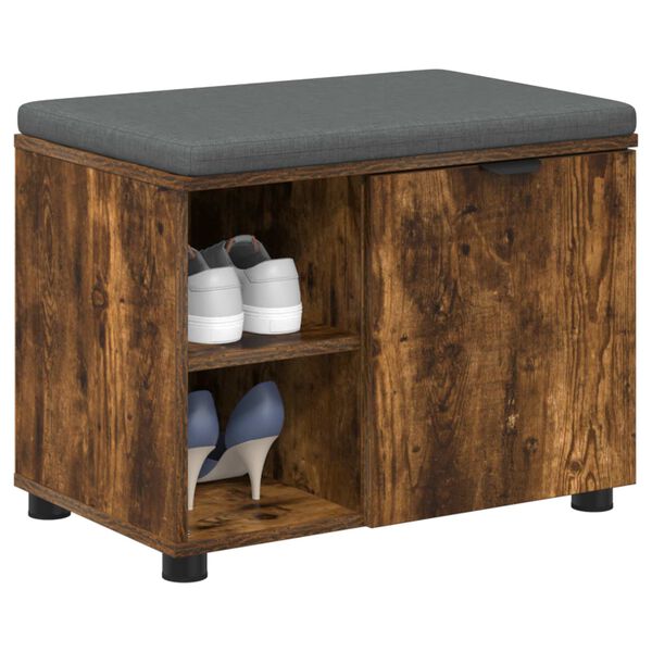 vidaXL Banco de entrada con coj&iacute;n Liso Roble ahumado 60 x 38 x 46 cm