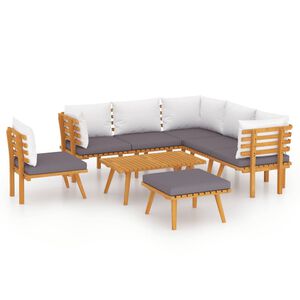 vidaXL Muebles de jard&iacute;n 8 piezas con cojines madera maciza de acacia