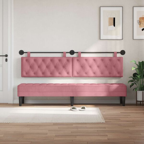 vidaXL Cabecera Colgante Rosa 210 x 55 x 7 cm Terciopelo