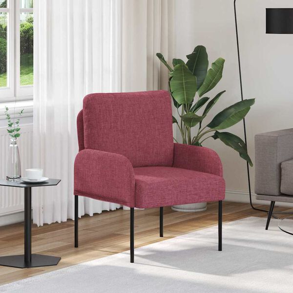 vidaXL Sof&aacute;s con coj&iacute;n 55cm Rojo vino Madera contrachapada