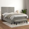 vidaXL Cama box spring con colch&oacute;n terciopelo gris claro 140x200 cm