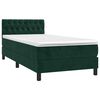 vidaXL Cama box spring colch&oacute;n y LED terciopelo verde oscuro 90x200 cm