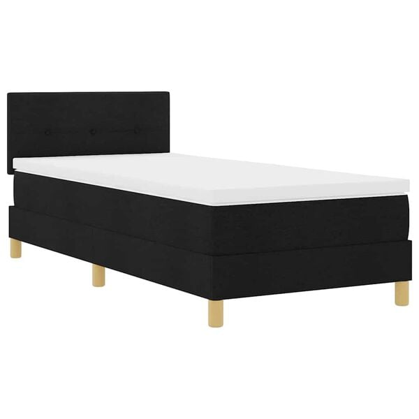 vidaXL Cama tipo Box Spring con colch&oacute;n Negro 90 x 190 cm tela