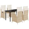 vidaXL Set comedor de jard&iacute;n 5 pzas con cojines rat&aacute;n sint&eacute;tico beige