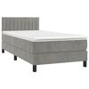 vidaXL Cama box spring colch&oacute;n y LED terciopelo gris claro 80x200 cm