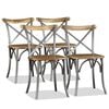 vidaXL Sillas de comedor 4 uds madera de mango respaldo acero cruzado