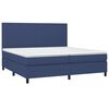 vidaXL Cama box spring colch&oacute;n y luces LED tela azul 200x200 cm