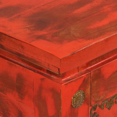vidaXL Baúl de almacenamiento madera maciza de mango rojo 101x39x42 cm