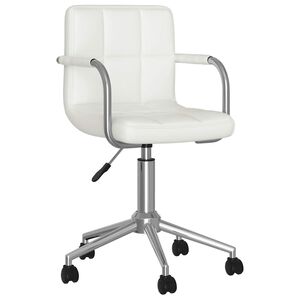 vidaXL Silla de comedor giratoria cuero sint&eacute;tico blanco