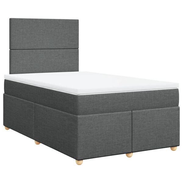 vidaXL Cama box spring con colch&oacute;n tela gris oscuro 120x200 cm