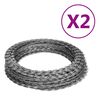 vidaXL Alambre de espino rollo helicoidal 2 uds acero galvanizado 100m