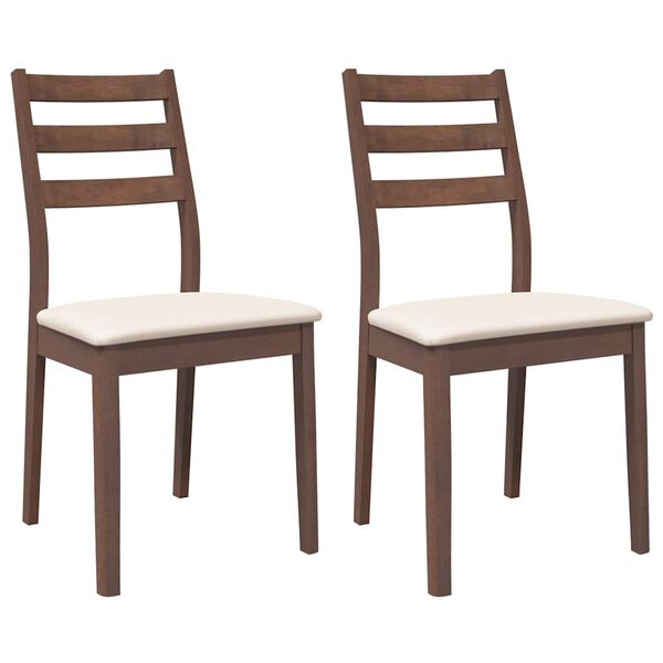 vidaXL Sillas de comedor con cojines 2 uds madera maciza marrón caucho