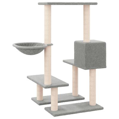 vidaXL Rascador para gatos con postes de sisal gris claro 94,5 cm