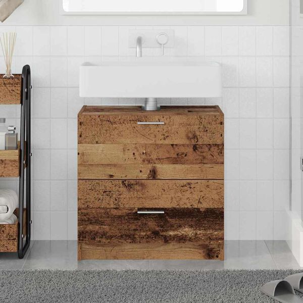 vidaXL Gabinete de Ba&ntilde;o con caj&oacute;n Madera Vieja 59 x 37 x 59 cm