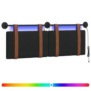 vidaXL Cabecero colgante Con luz LED Negro PU antiguo