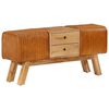 vidaXL Banco Bok madera de mango piel de cabra aut&eacute;ntica marr&oacute;n 107 cm