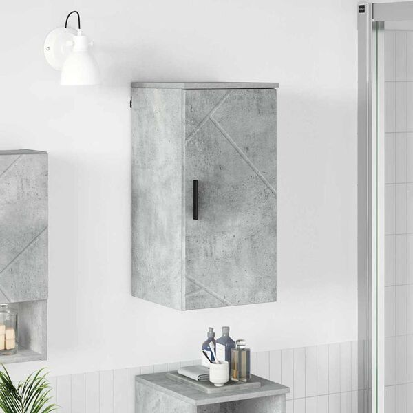 vidaXL Gabinete de Ba&ntilde;o con puerta Gris Concreto 30 x 31,5 x 61 cm