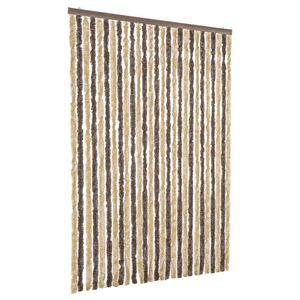 vidaXL Cortina antimoscas chenilla marr&oacute;n oscuro y beige 118x220 cm