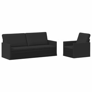 vidaXL Juego de Sof&aacute; 2 pcs Negro Tela