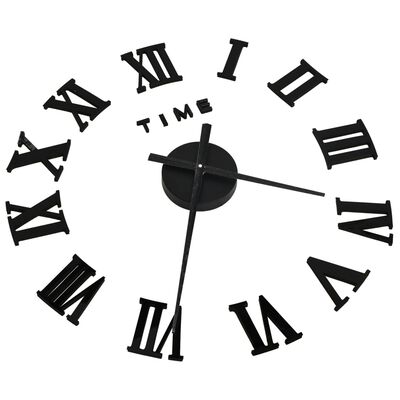 vidaXL Reloj 3D de pared con diseño moderno negro 100 cm XXL