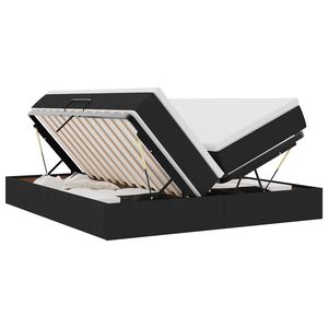 vidaXL Cama con almacenamiento y colch&oacute;n Negro 180 x 200 cm Poli&eacute;ster