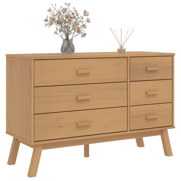 vidaXL Mesita de noche OLDEN madera maciza de pino marrón