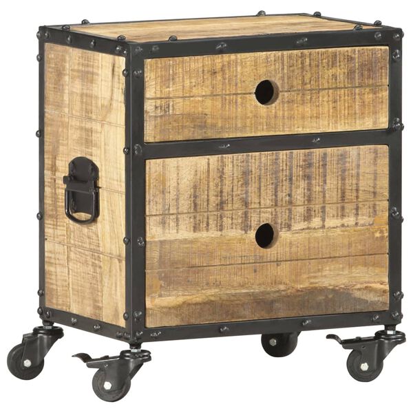 vidaXL Mesita de noche de madera de mango rugosa 40x30x50 cm