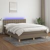 vidaXL Cama box spring con colch&oacute;n LED tela gris taupe 140x200 cm