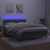 vidaXL Cama box spring colch&oacute;n y LED terciopelo gris claro 140x200 cm