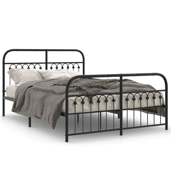 vidaXL Estructura cama sin colch&oacute;n con estribo metal negro 140x200 cm