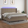 vidaXL Cama box spring colch&oacute;n y luces LED tela gris taupe 200x200 cm