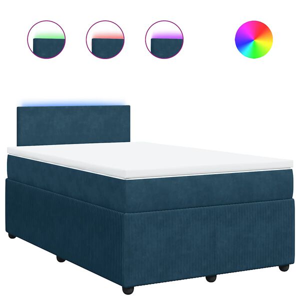 vidaXL Cama box spring con colch&oacute;n terciopelo azul 120x200 cm