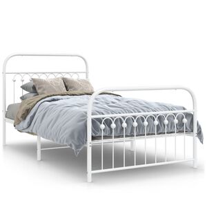 vidaXL Estructura cama sin colch&oacute;n con estribo metal blanco 100x190 cm