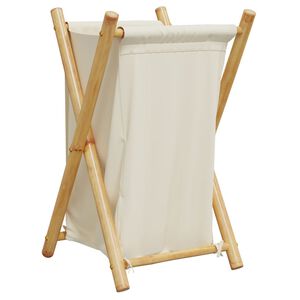 vidaXL Cesto de la ropa sucia de bamb&uacute; blanco crema 41,5x36x63,5 cm
