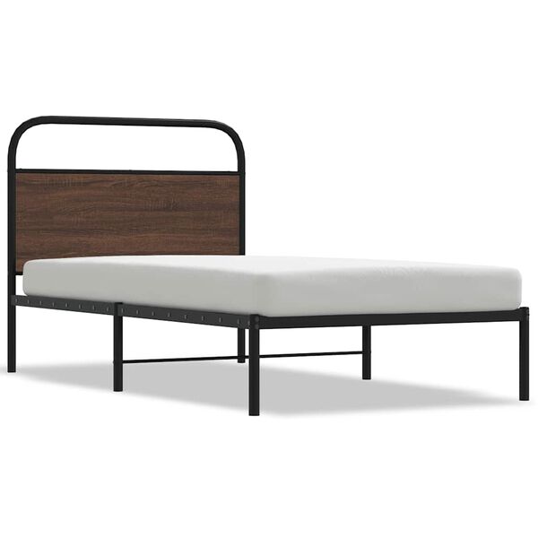 vidaXL Estructura de cama sin colchón 107x203 cm madera marrón roble