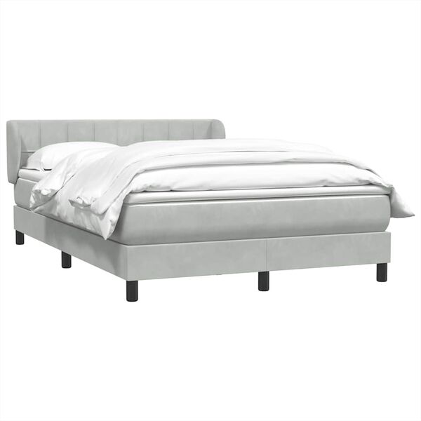 vidaXL Cama box spring con colch&oacute;n terciopelo gris claro 140x210 cm