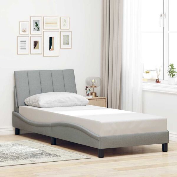 vidaXL Estructura de cama sin colch&oacute;n Hanko tela gris claro 90x200 cm