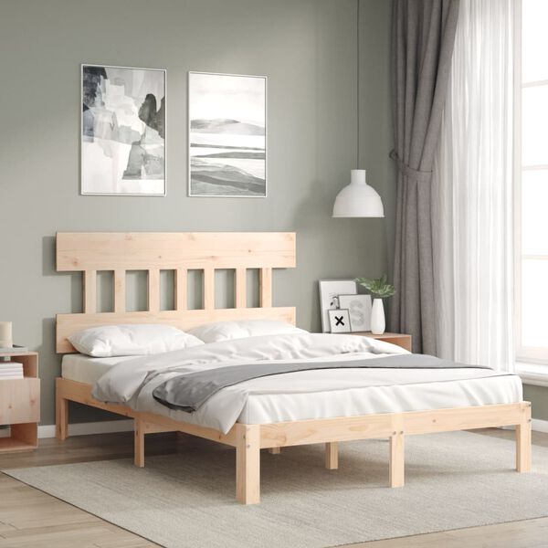 vidaXL Estructura de cama sin colch&oacute;n madera de pino maciza 120x200 cm
