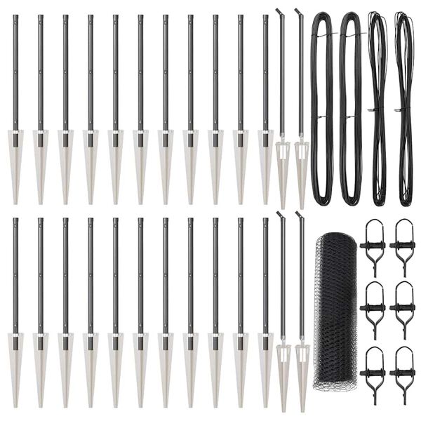 vidaXL Poste de Valla Gris 50 x 0,5 m (malla de 25 mm) Acero y PVC