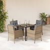 vidaXL Set comedor de jard&iacute;n 5 pzas con cojines rat&aacute;n sint&eacute;tico beige