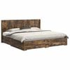 vidaXL Estructura de cama con almacenamiento y cabecero Roble Ahumado