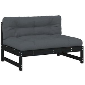 vidaXL Sof&aacute; central madera maciza de pino negro 120x80 cm