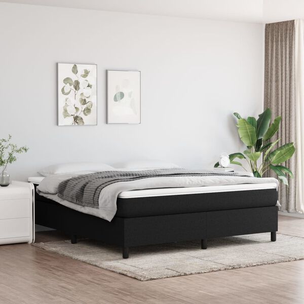 vidaXL Estructura de cama con somier tela negro 180x200 cm