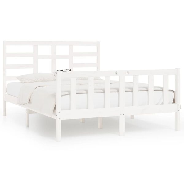 vidaXL Estructura de cama sin colch&oacute;n madera de pino blanca 140x200 cm